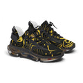 OREN Women's Mesh Sneakers — Black & Gold Celestial Pattern Athletic Shoes