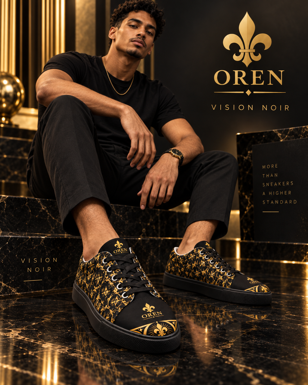 OREN VISION NOIR™ Signature Low-Top Men’s lace-up canvas shoes